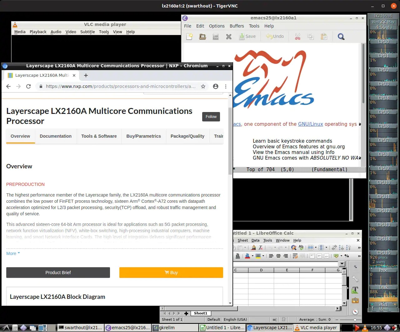 Screenshot of a Linux Desktop Running on the Layerscape LX2160A Processor