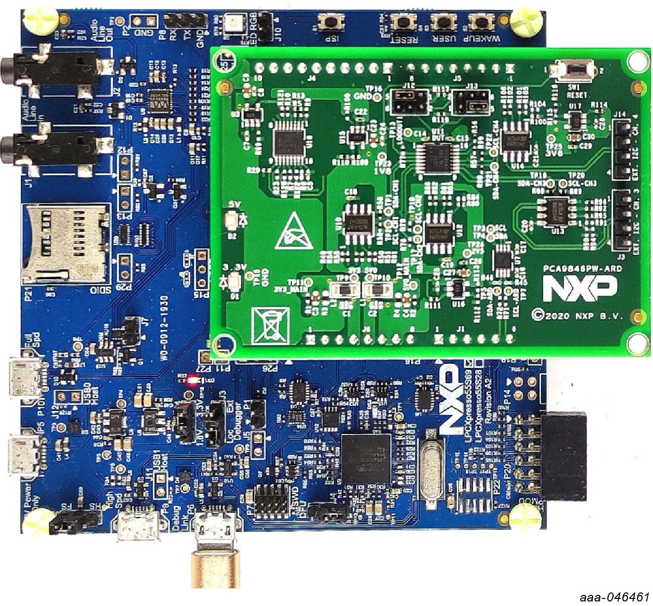 Figure 4. PCA9846PW-ARD daughter board / LPCXpresso55S69 mother board operation