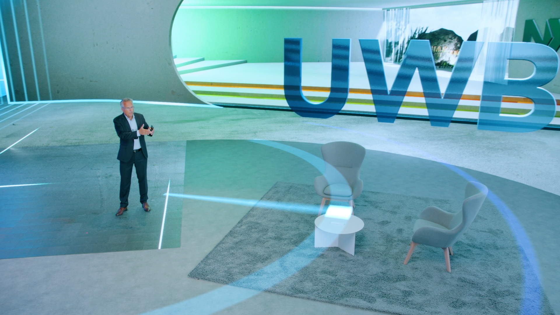 NXP CEO, Kurt Sievers, demonstrates how ultra-wideband technology precisely tracks objects at NXP Connects 2020