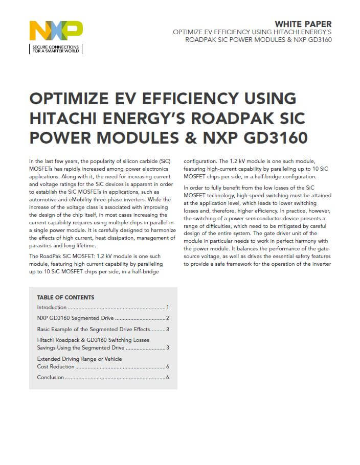 Optimize EV Efficiency Using Hitachi Energy's Roadpak SIC Power Modules and NXP GD3160