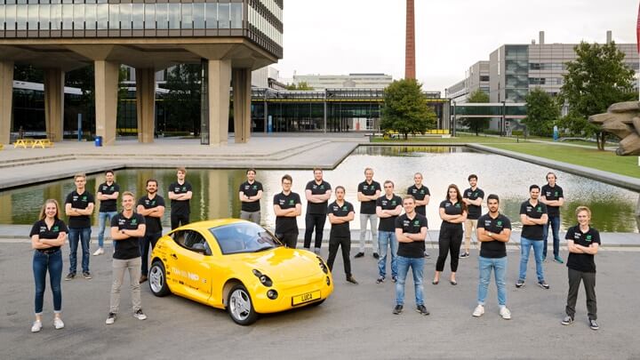 Student team with the Luca car