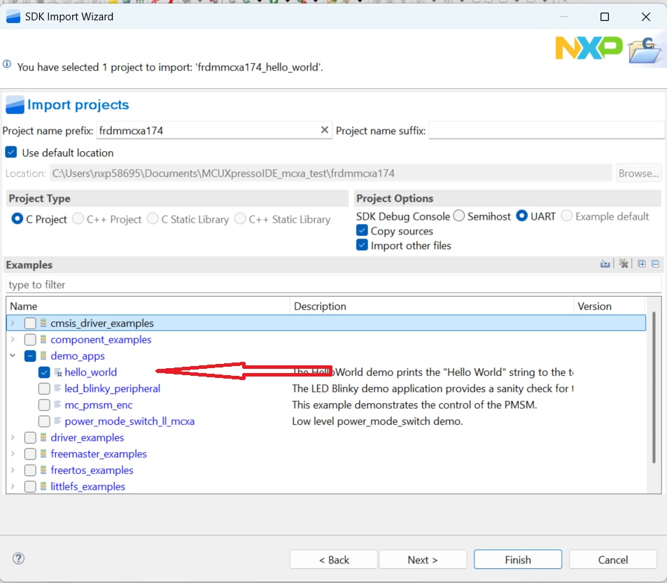 Build and flash application using MCUXpresso IDE - step 3