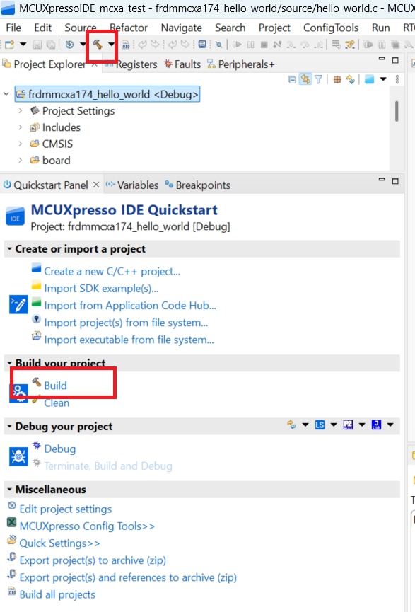 Build and flash application using MCUXpresso IDE - step 4