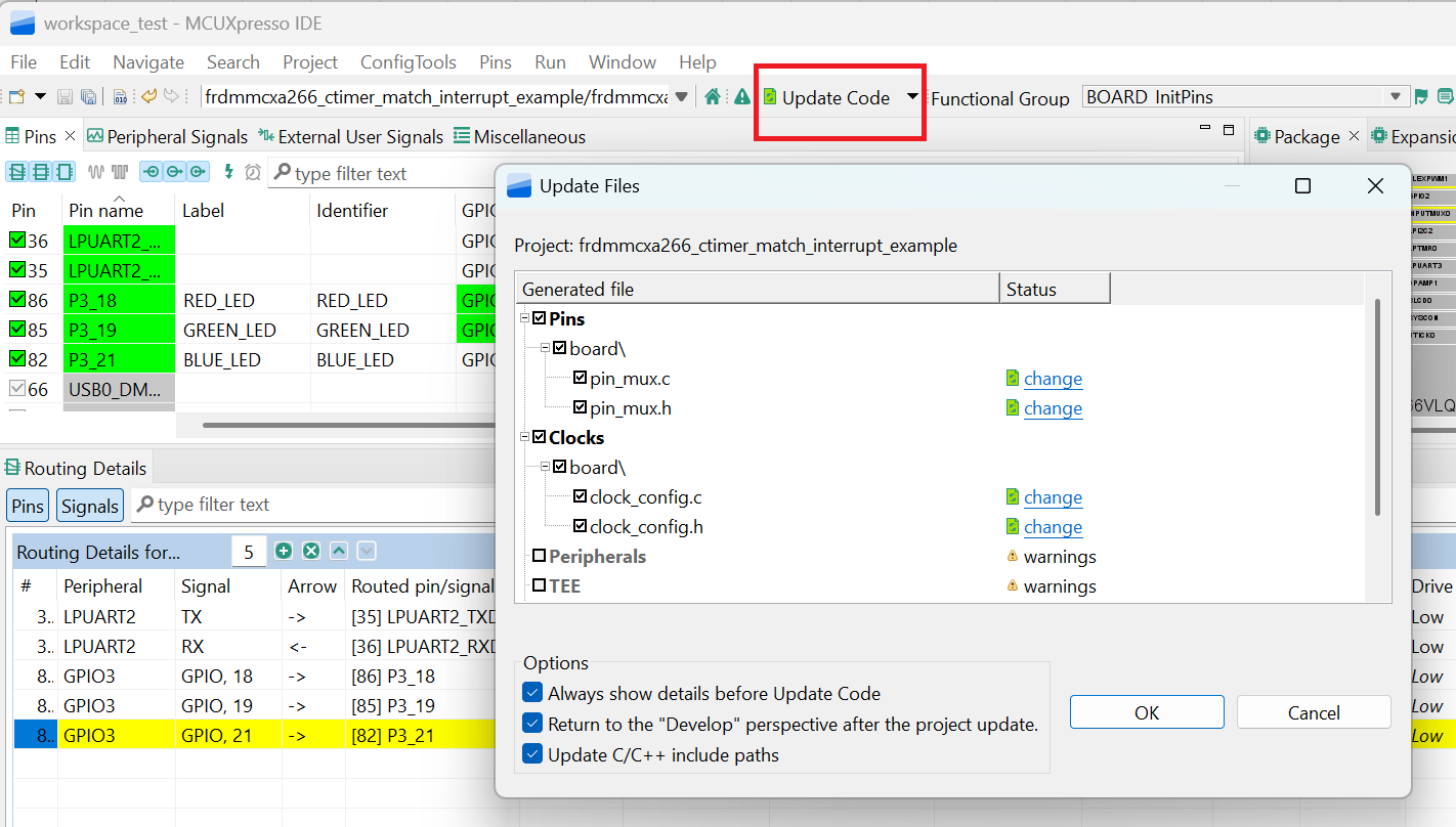 Use MCUXpresso IDE Pins Tools - step 4