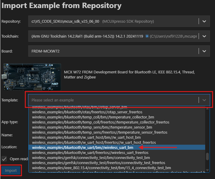 Build and flash application using MCUXpresso VS - step 6