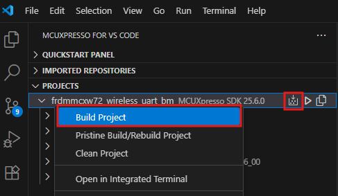 Build and flash application using MCUXpresso VS - step 7