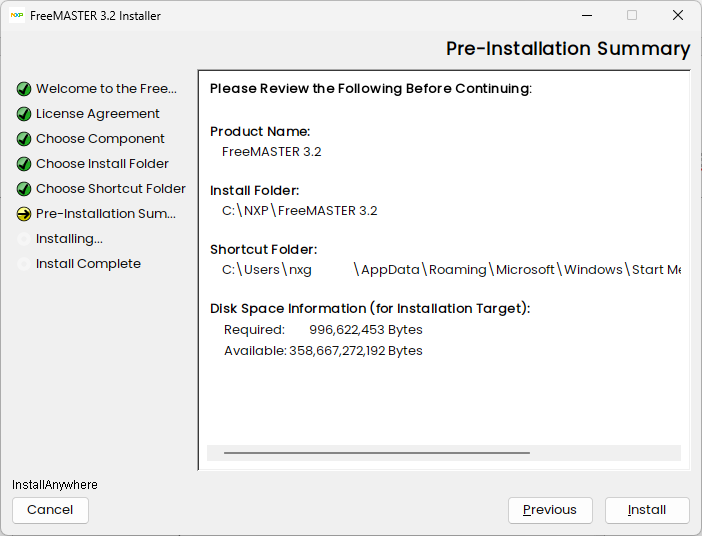 Install  Summary