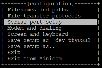 Figure 3. Minicom Configuration Window