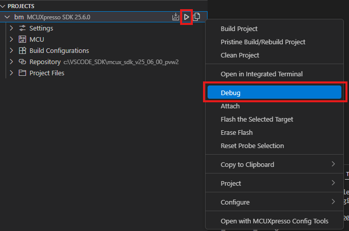 Build and flash application using MCUXpresso IDE - step 10