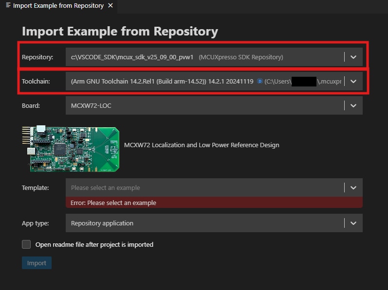 Build and flash application using MCUXpresso IDE - step 3