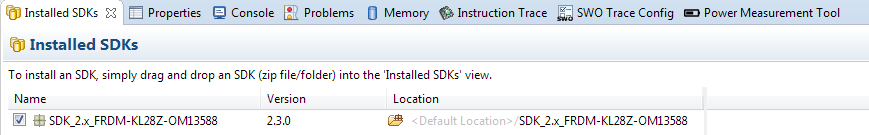 5. The installed SDK will be displayed in the Installed SDKs view as shown