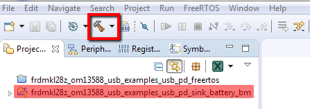 6. Now build the project by clicking on the project name and then click on the Build icon.